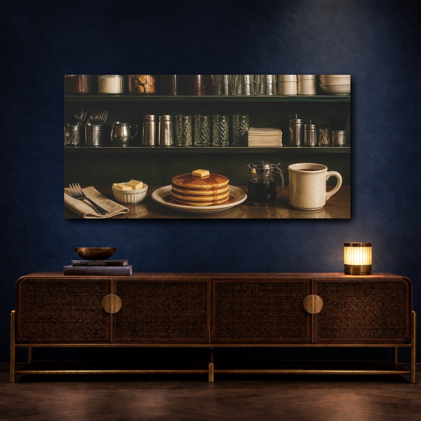 Mockup 4. Classic Diner Pancakes shown as canvas print