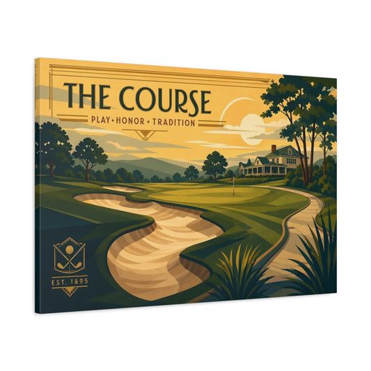 Main Mockup. Classic Golf Course Scene shown as canvas print