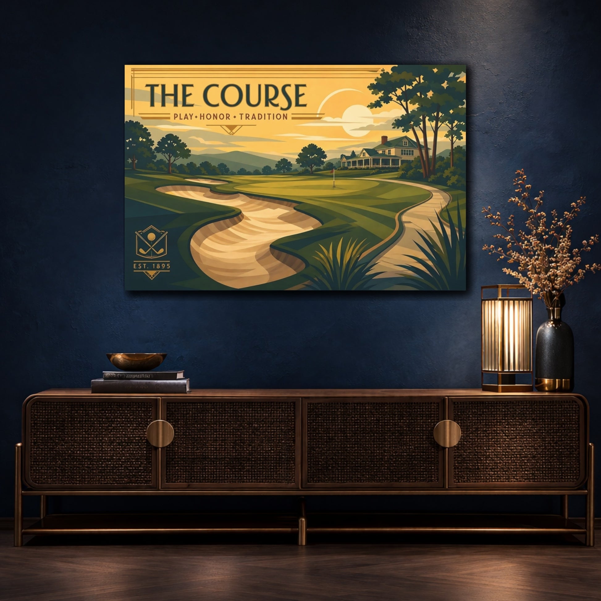 Mockup 4. Classic Golf Course Scene shown as canvas print