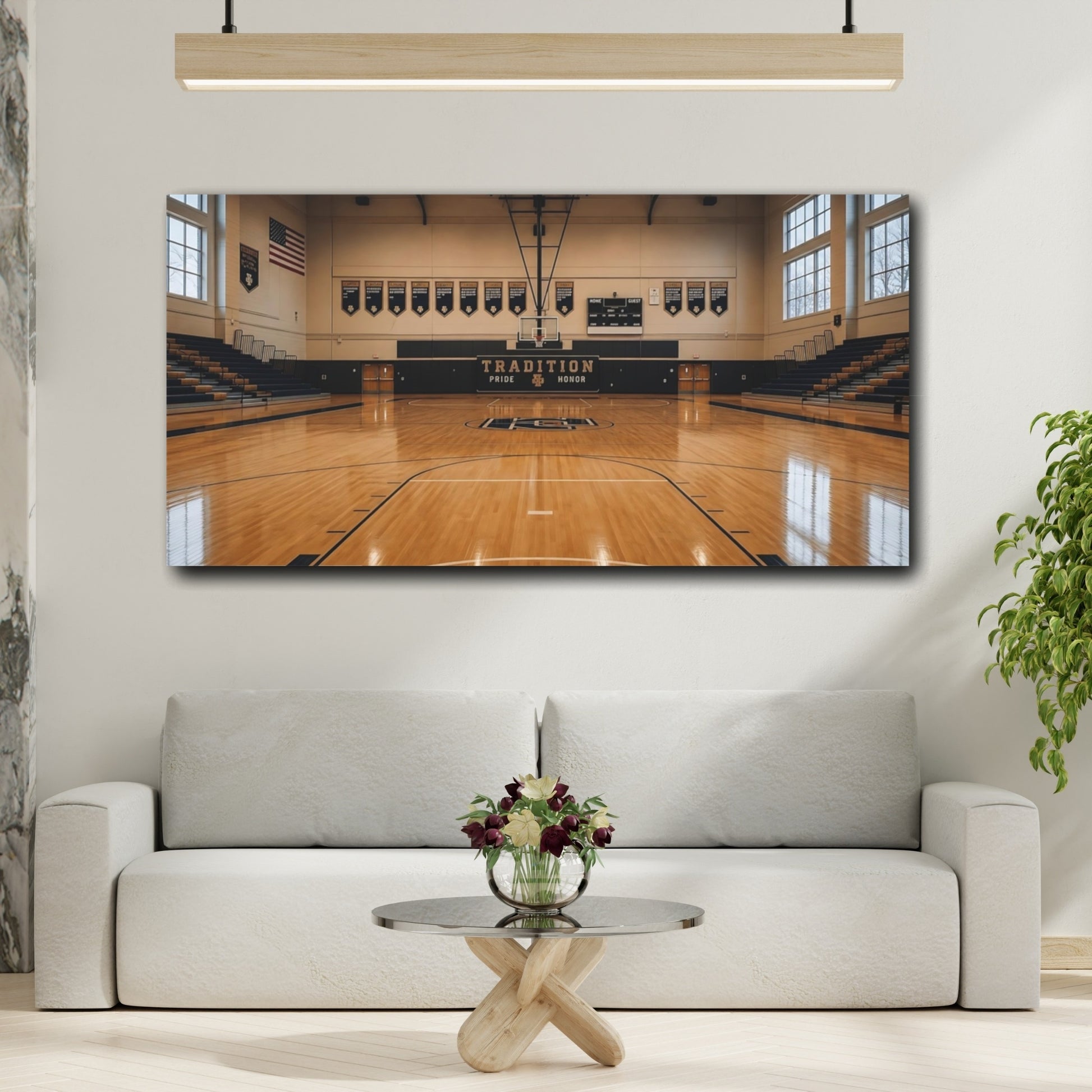 Mockup 2. Classic High School Gym shown as canvas print