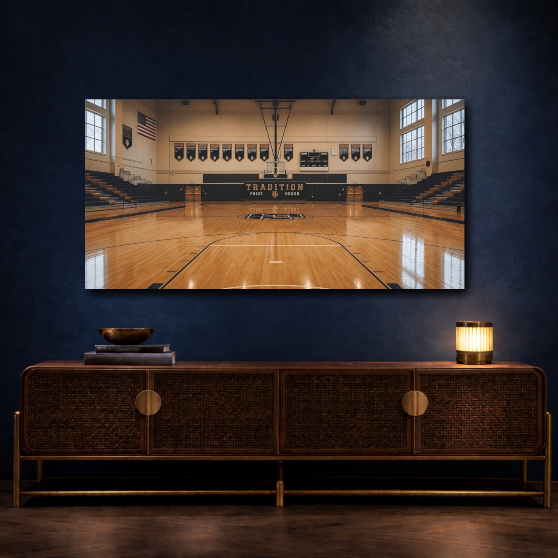 Mockup 4. Classic High School Gym shown as canvas print
