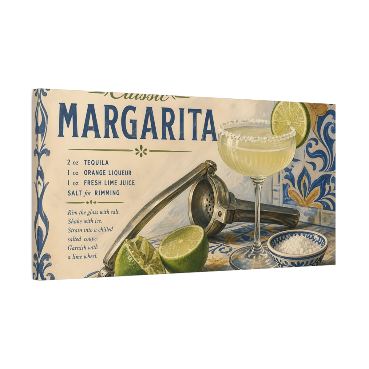 Side Mockup 1. Classic Margarita Cocktail shown as canvas print