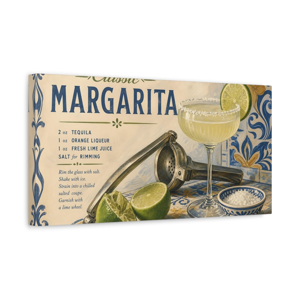 Side Mockup 3. Classic Margarita Cocktail shown as canvas print