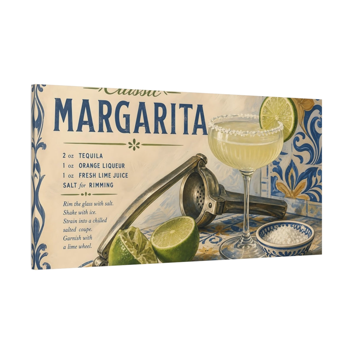 Side Mockup 2. Classic Margarita Cocktail shown as canvas print