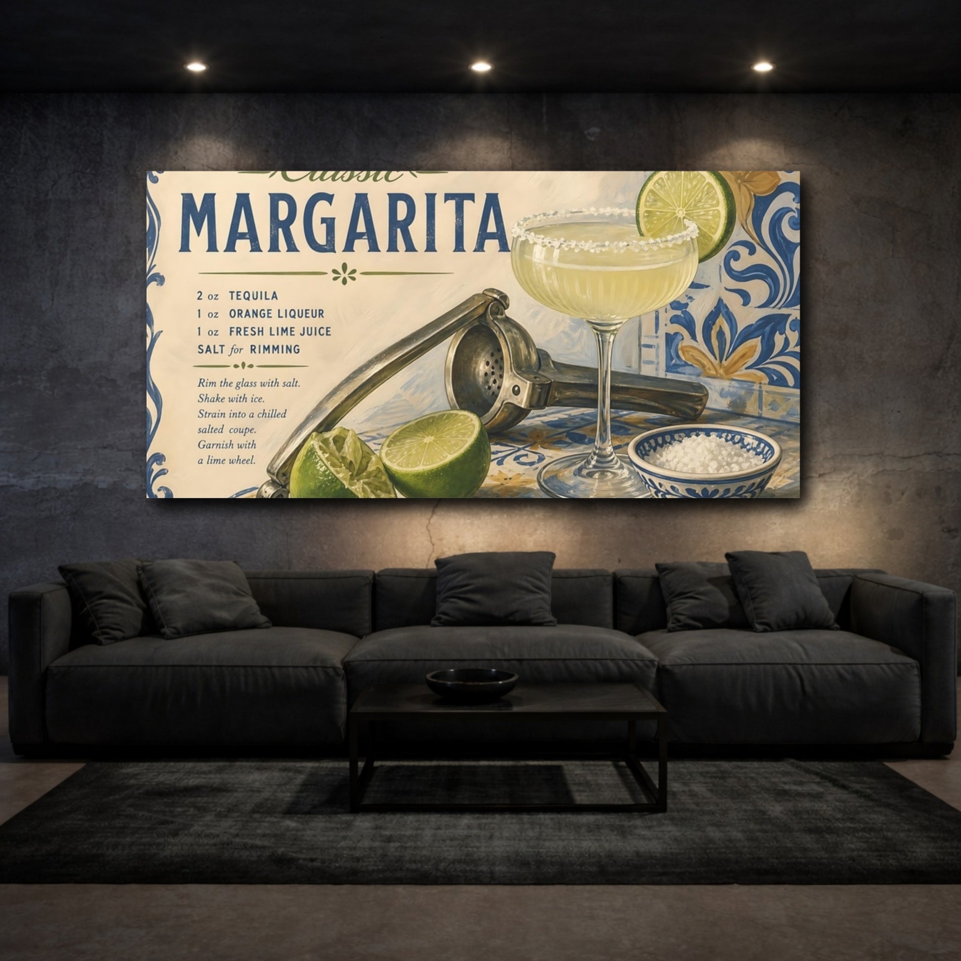 Mockup 3. Classic Margarita Cocktail shown as canvas print