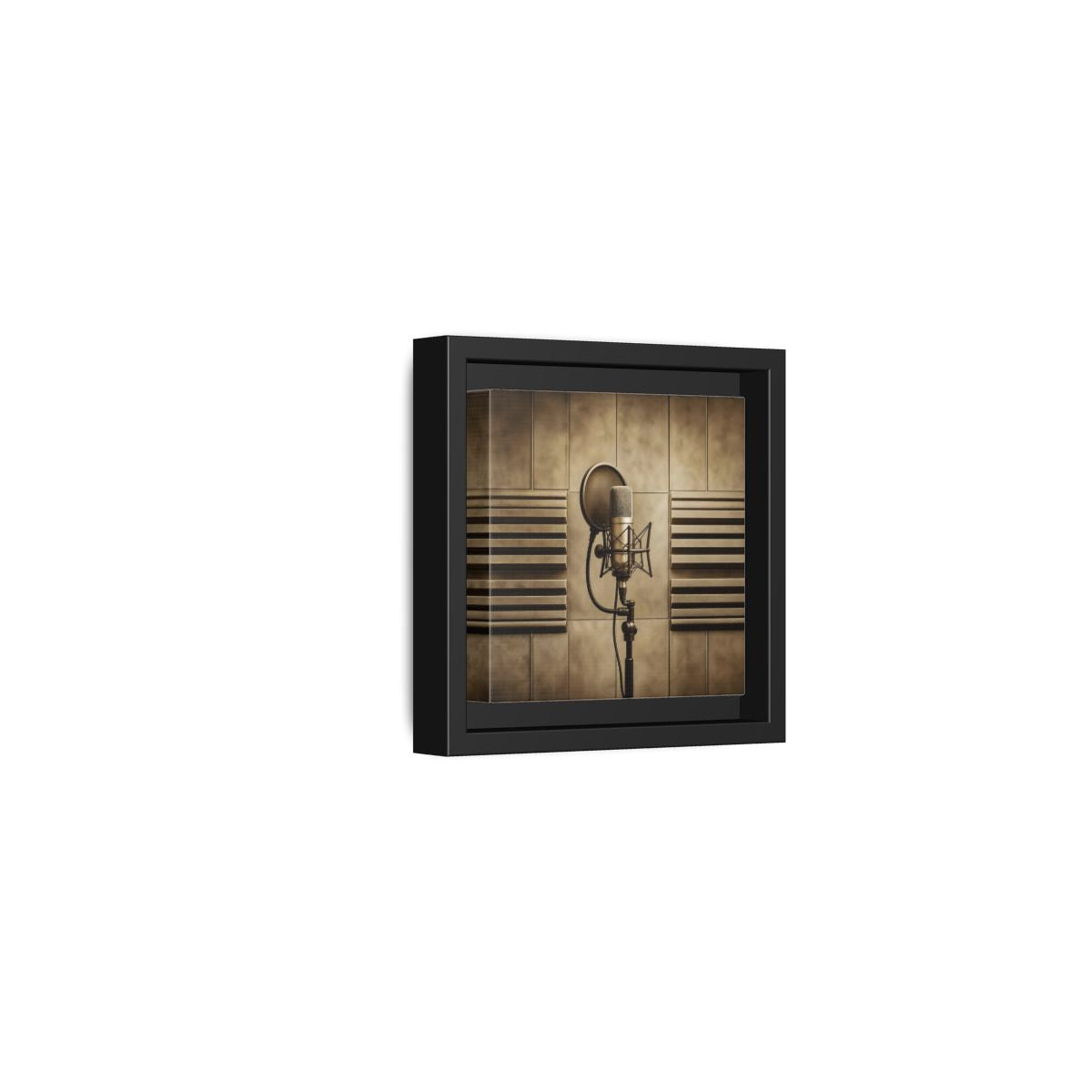 Side Mockup 24. Classic Recording Microphone shown as framed canvas print