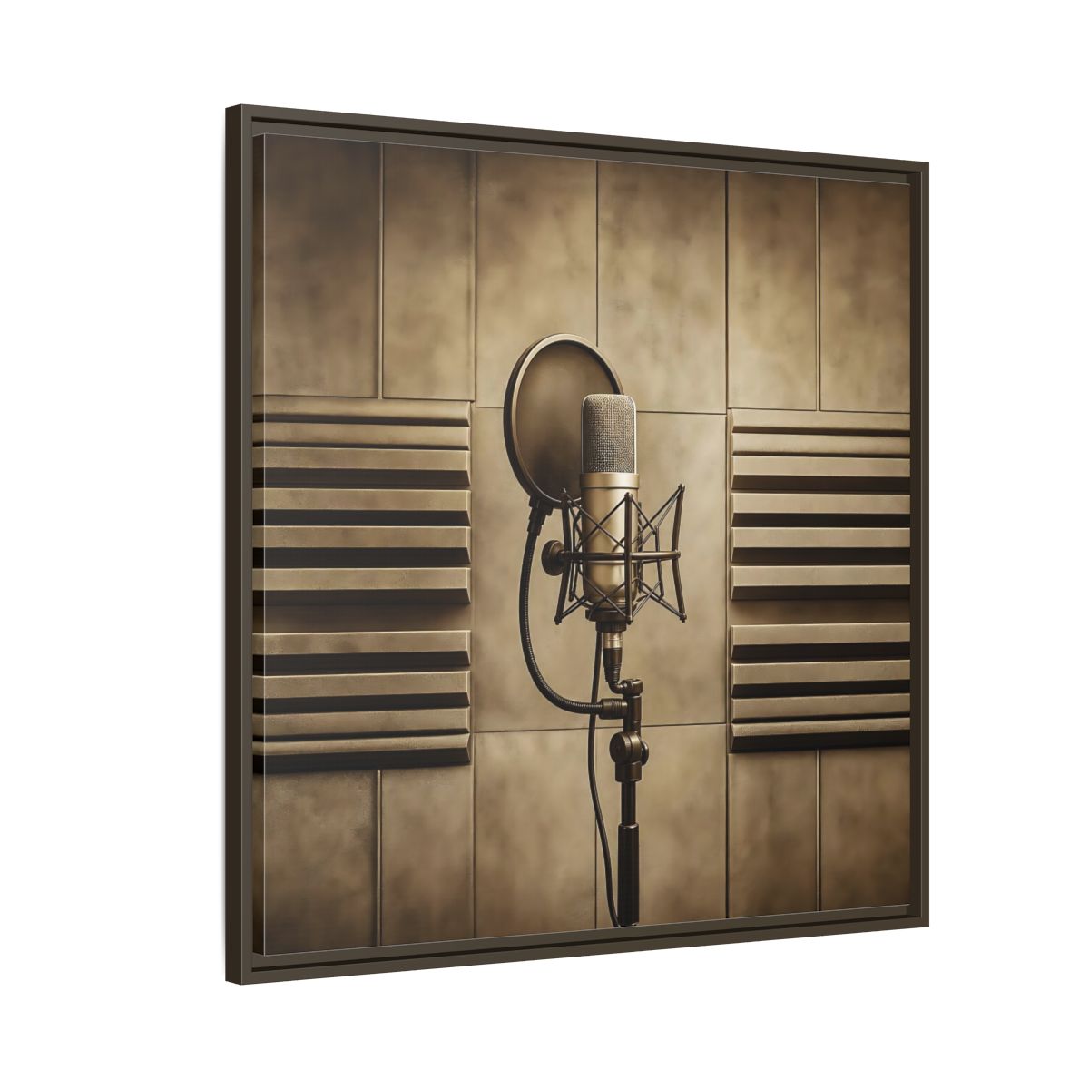 Side Mockup 8. Classic Recording Microphone shown as framed canvas print