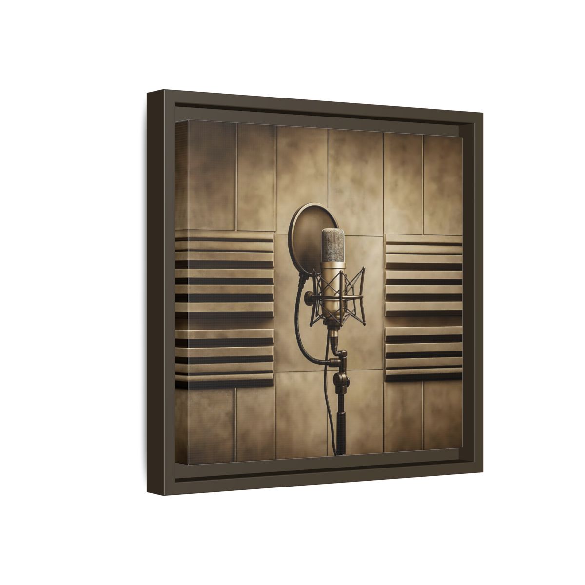 Side Mockup 17. Classic Recording Microphone shown as framed canvas print