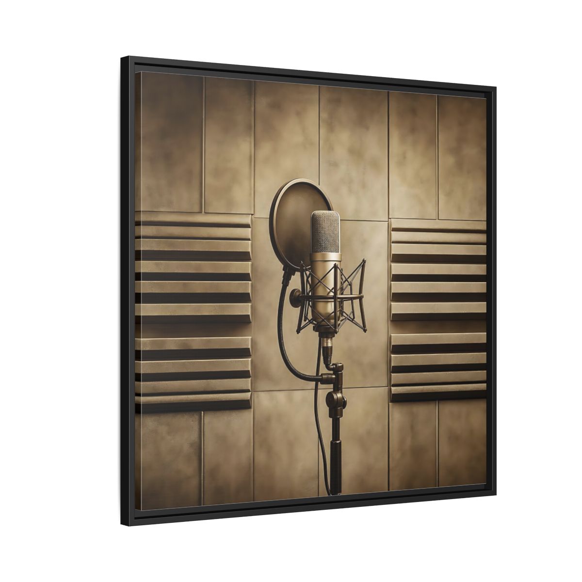 Side Mockup 9. Classic Recording Microphone shown as framed canvas print