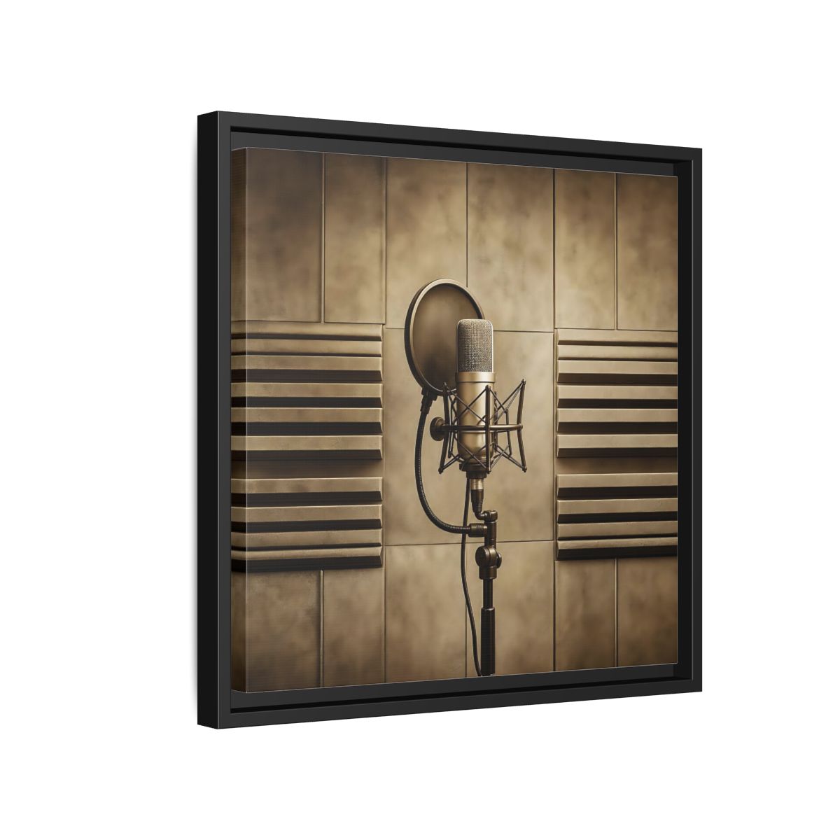 Side Mockup 15. Classic Recording Microphone shown as framed canvas print
