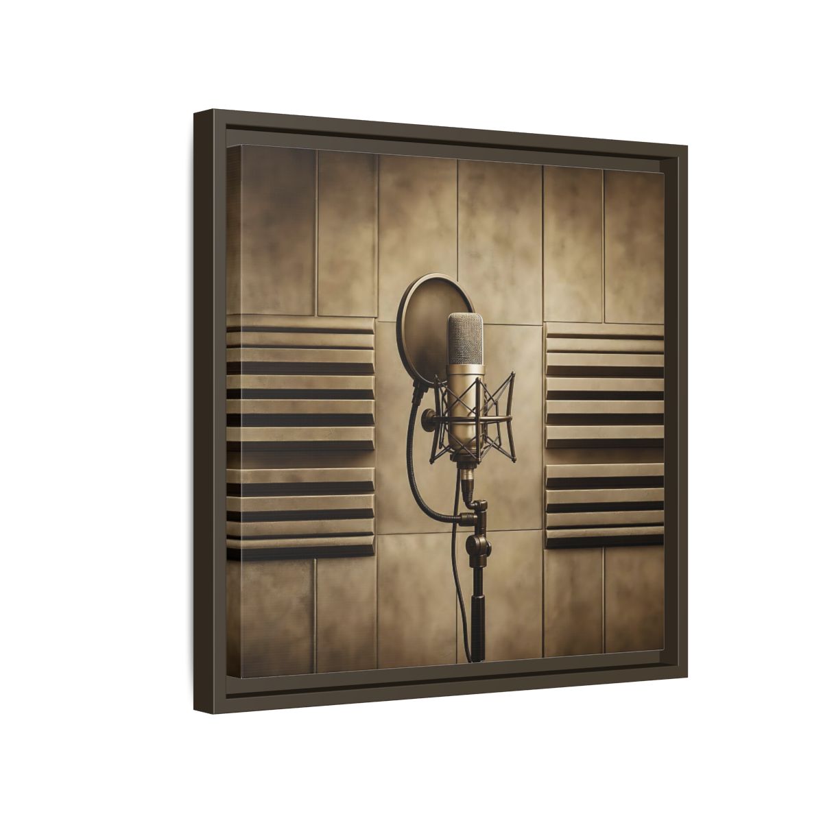 Side Mockup 14. Classic Recording Microphone shown as framed canvas print