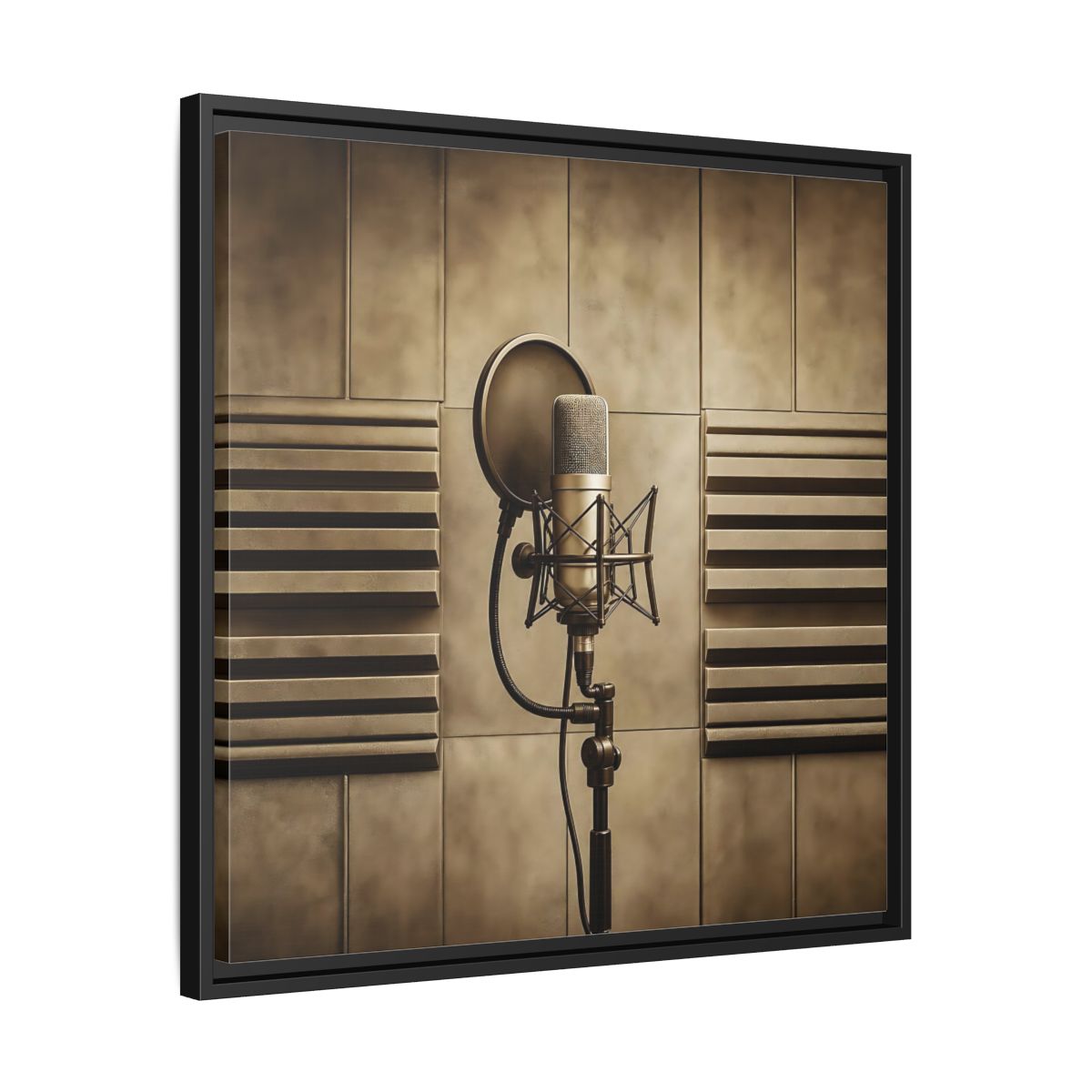 Side Mockup 31. Classic Recording Microphone shown as framed canvas print