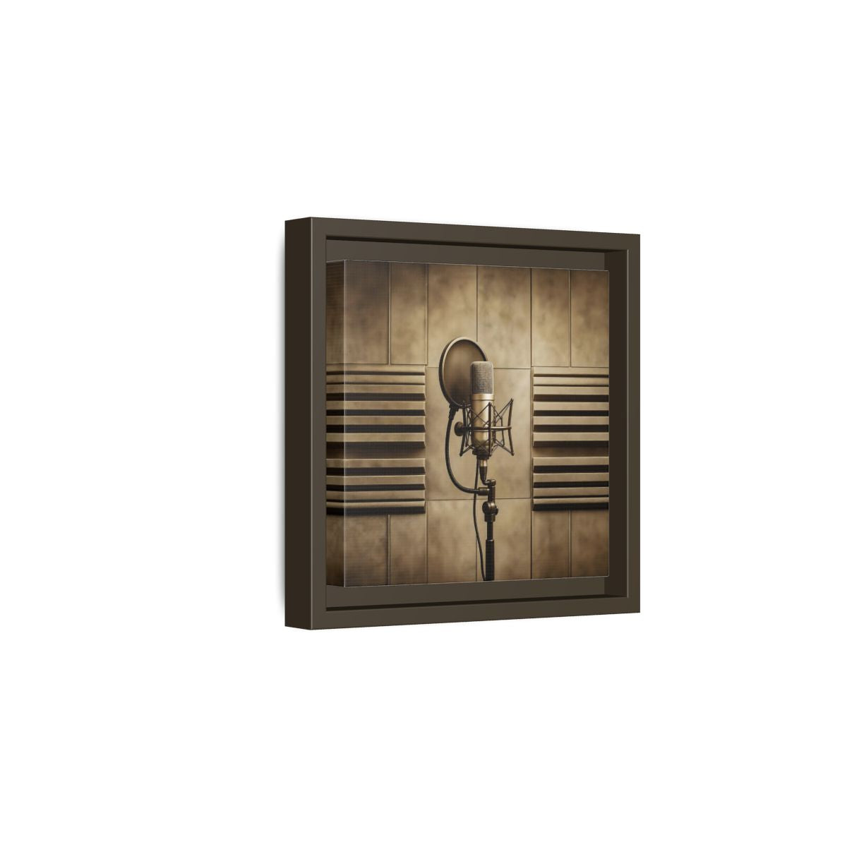 Side Mockup 2. Classic Recording Microphone shown as framed canvas print
