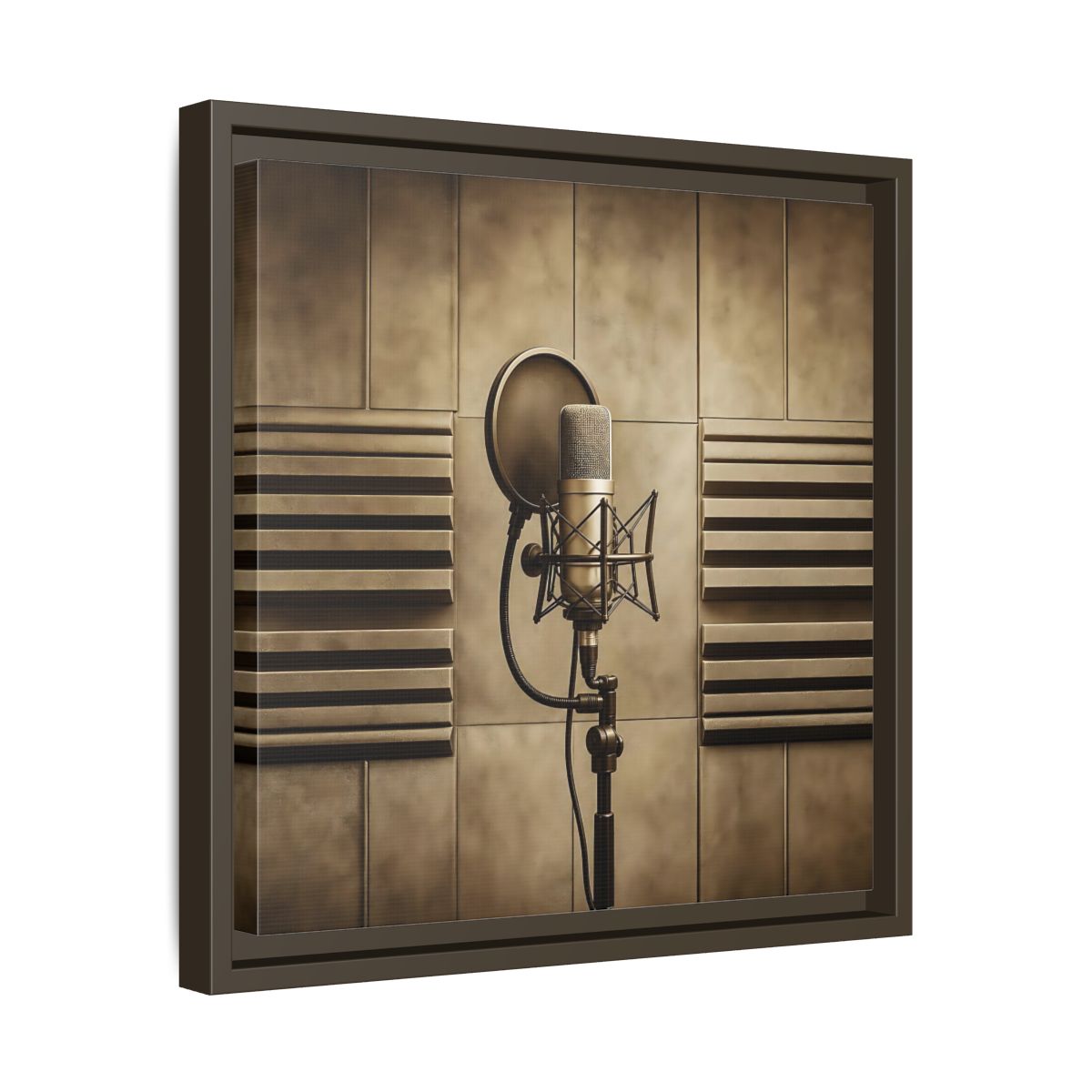 Side Mockup 29. Classic Recording Microphone shown as framed canvas print