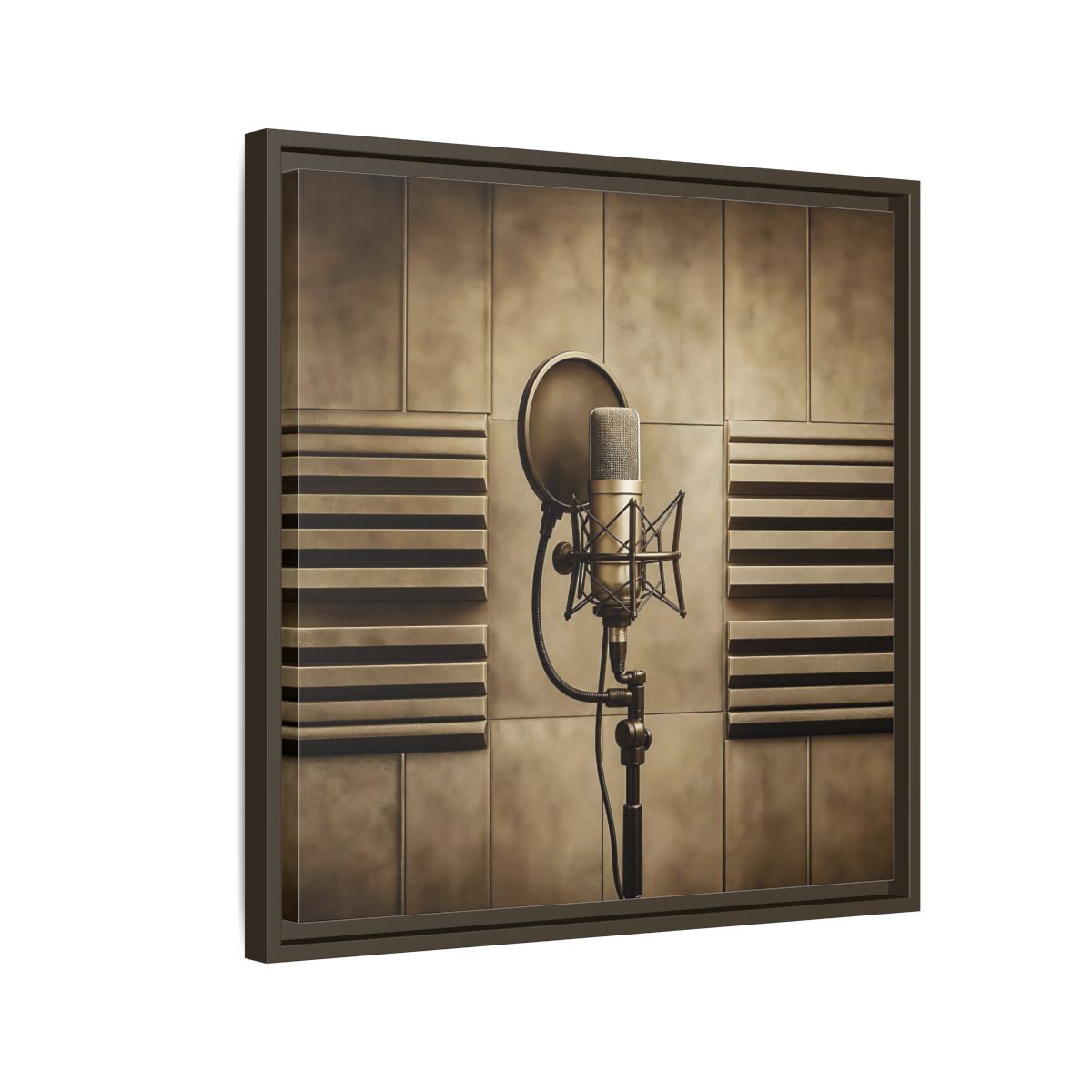 Side Mockup 11. Classic Recording Microphone shown as framed canvas print