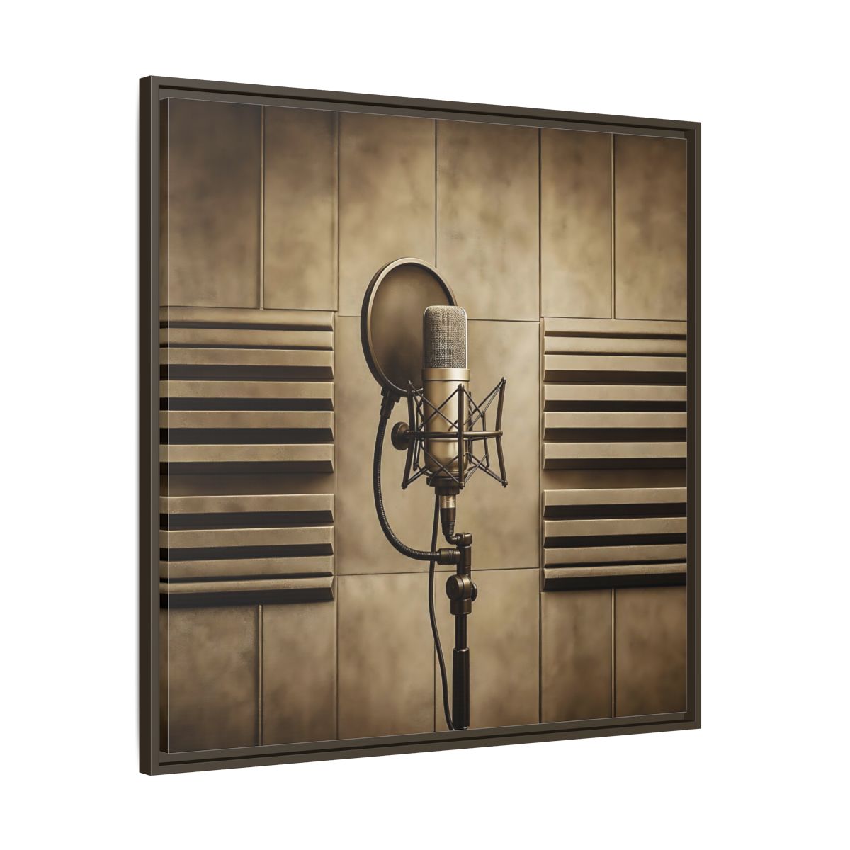 Main Mockup. Classic Recording Microphone shown as framed canvas print