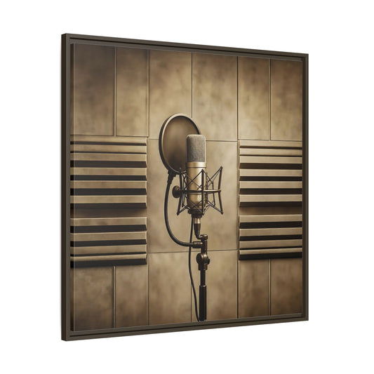 Main Mockup. Classic Recording Microphone shown as framed canvas print