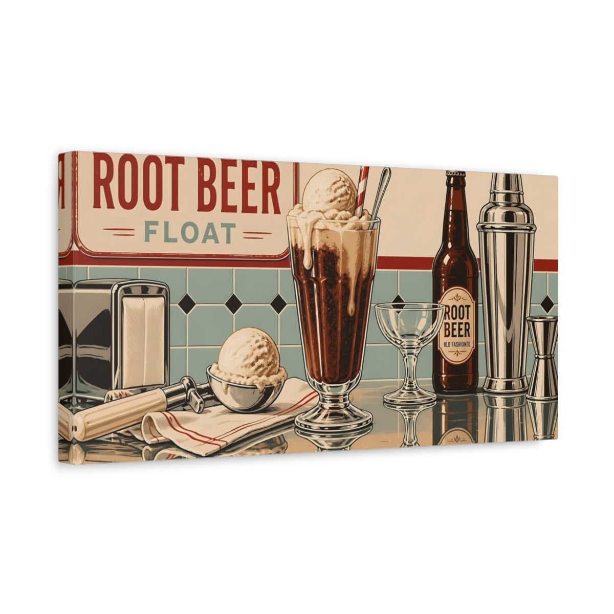 Side Mockup 3. Classic Root Beer Float shown as canvas print