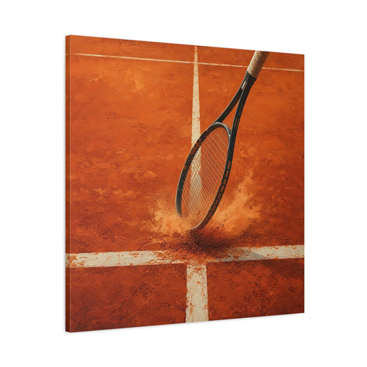 Main Mockup. Clay Court Tennis Racket shown as canvas print