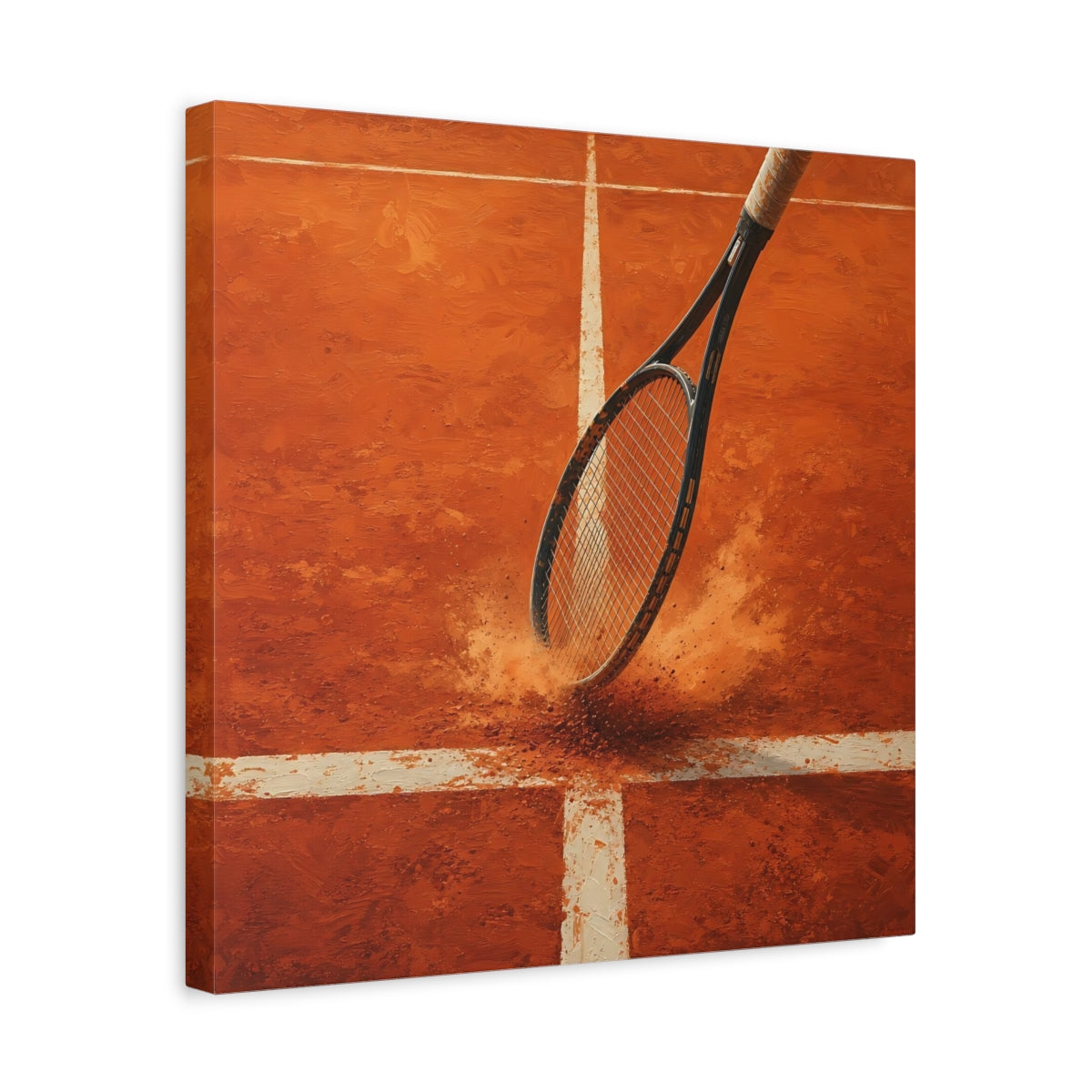 Side Mockup 6. Clay Court Tennis Racket shown as canvas print