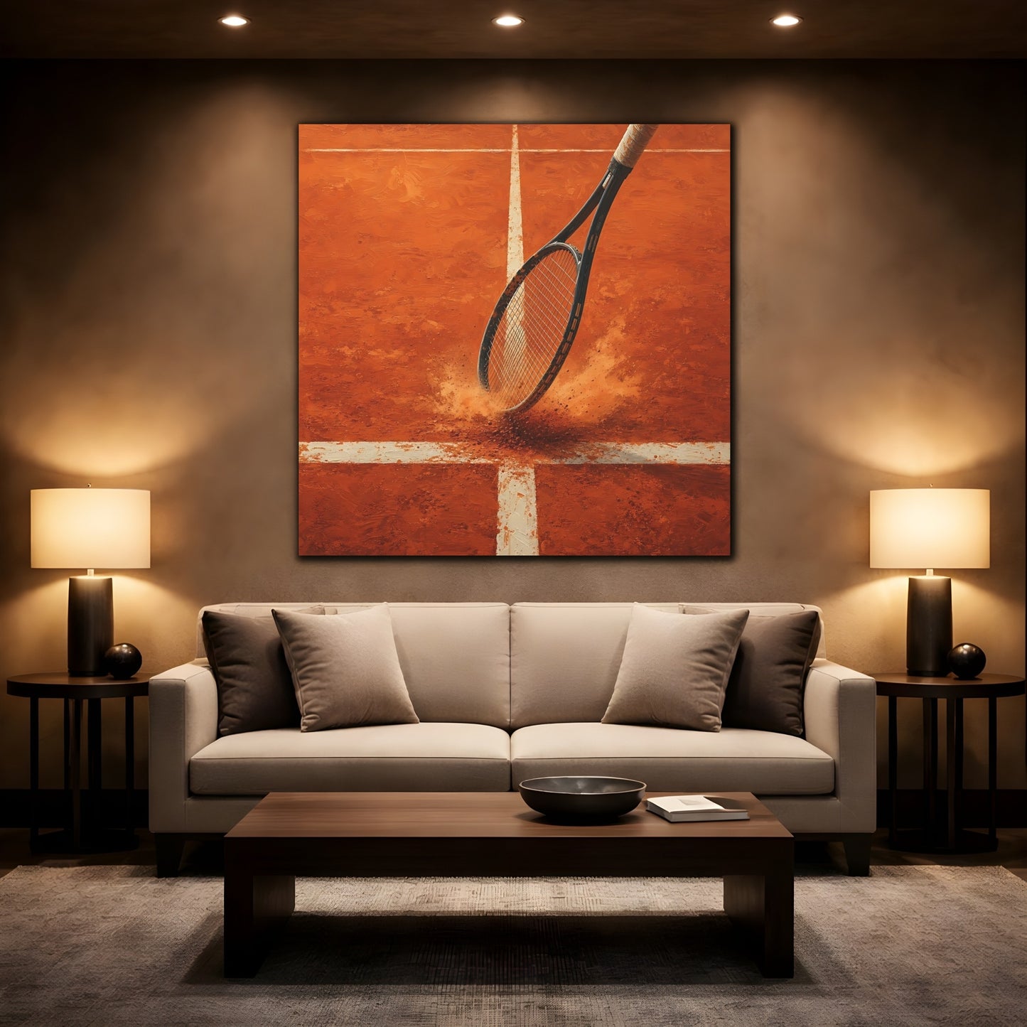 Mockup 2. Clay Court Tennis Racket shown as canvas print