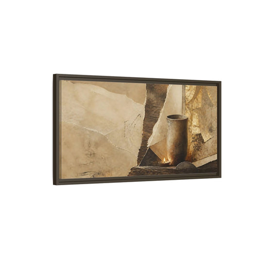 Main Mockup. Clay Cup & Candle shown as framed canvas print