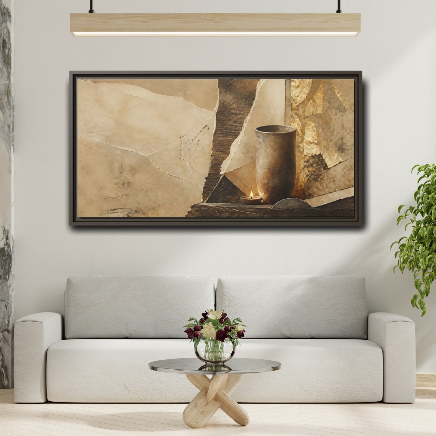 Mockup 2. Clay Cup & Candle shown as framed canvas print