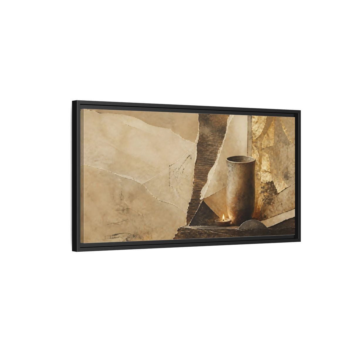 Side Mockup 2. Clay Cup & Candle shown as framed canvas print
