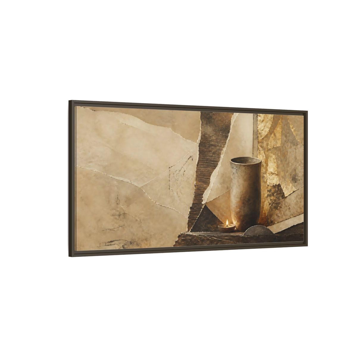 Side Mockup 4. Clay Cup & Candle shown as framed canvas print