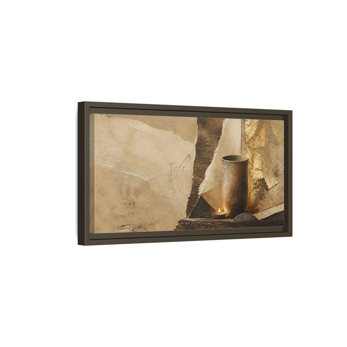 Side Mockup 7. Clay Cup & Candle shown as framed canvas print