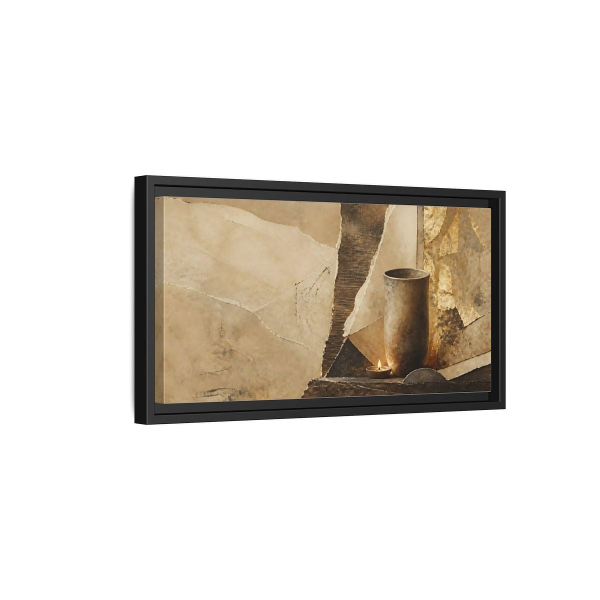 Side Mockup 8. Clay Cup & Candle shown as framed canvas print