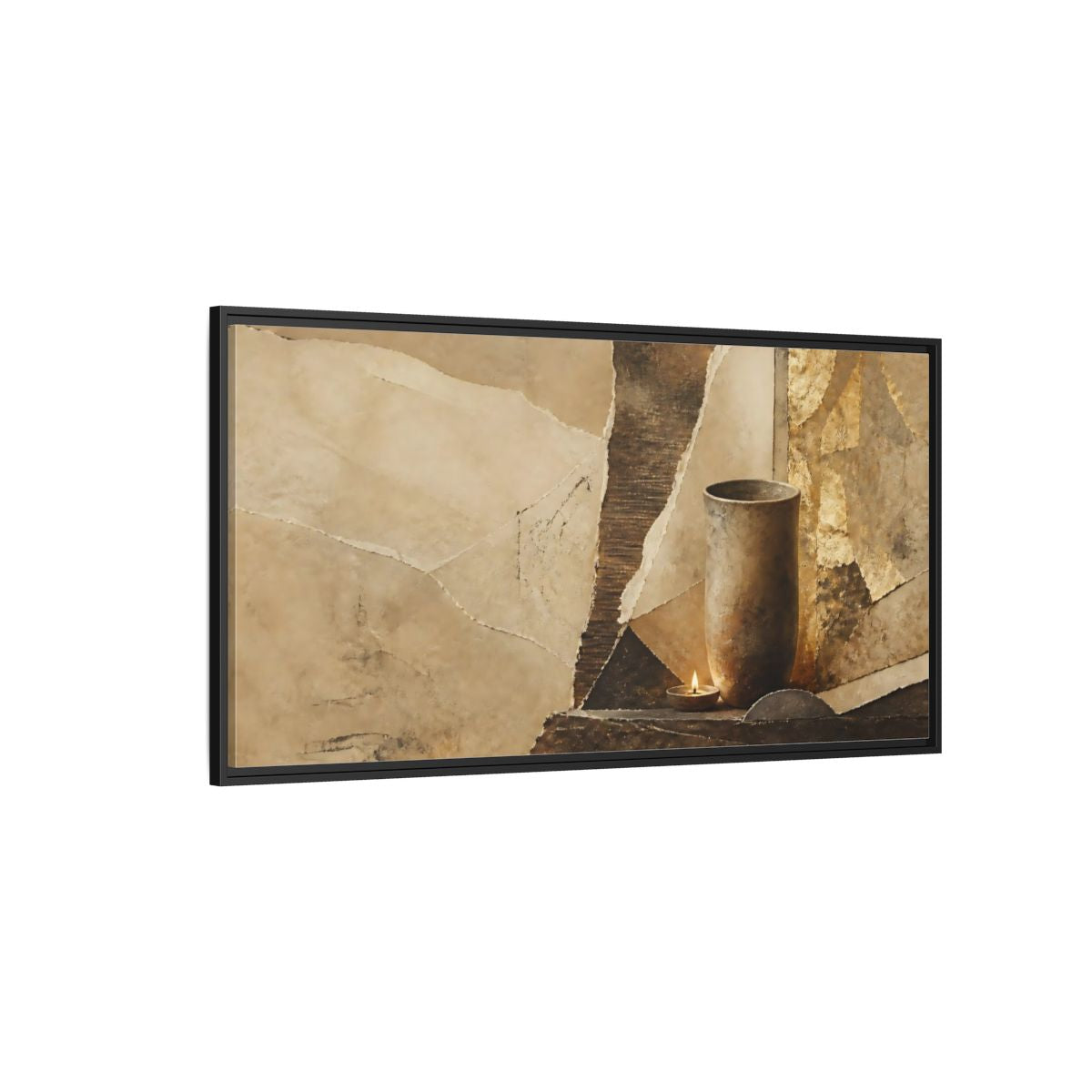 Side Mockup 5. Clay Cup & Candle shown as framed canvas print