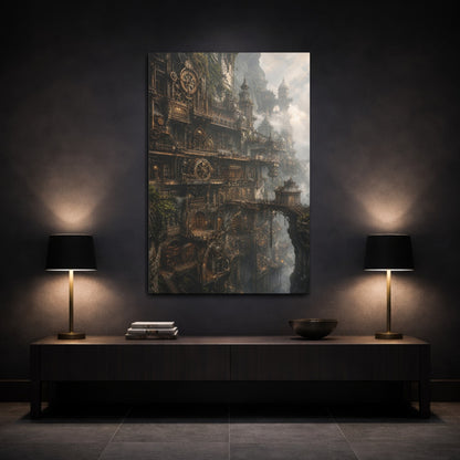 Mockup 3. Cliffside Archive Citadel shown as canvas print