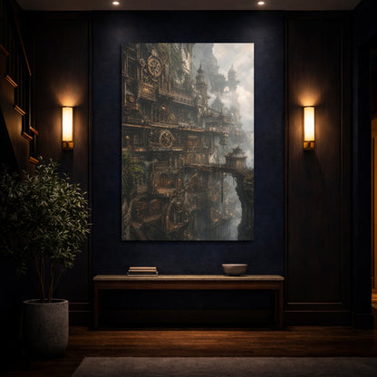 Mockup 4. Cliffside Archive Citadel shown as canvas print