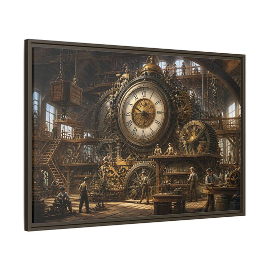 Main Mockup. Clockwork Workshop shown as framed canvas print