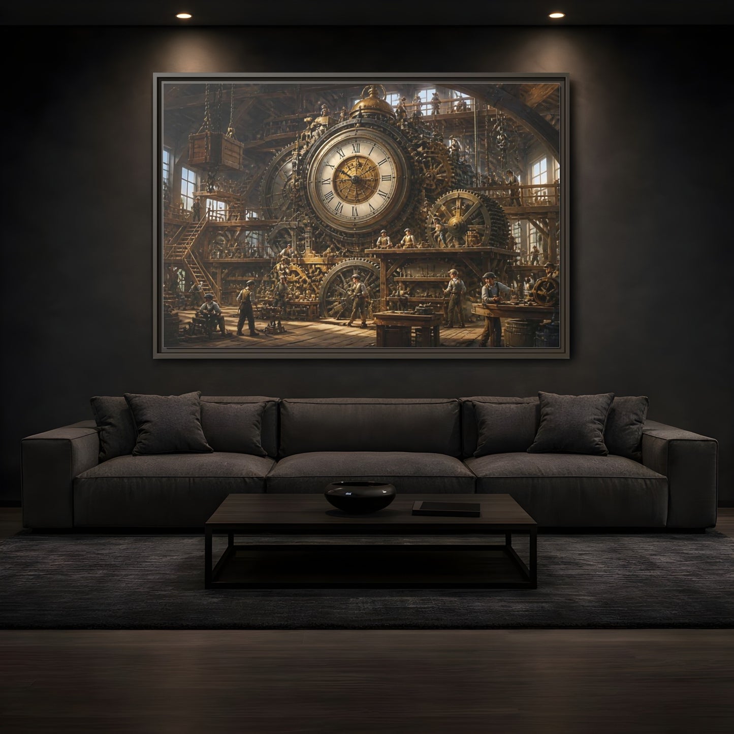 Mockup 3. Clockwork Workshop shown as framed canvas print