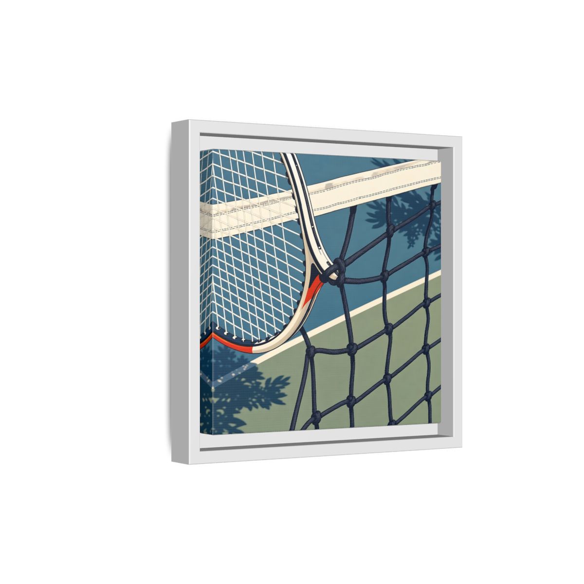 Side Mockup 19. Close-Up Tennis Racket shown as framed canvas print