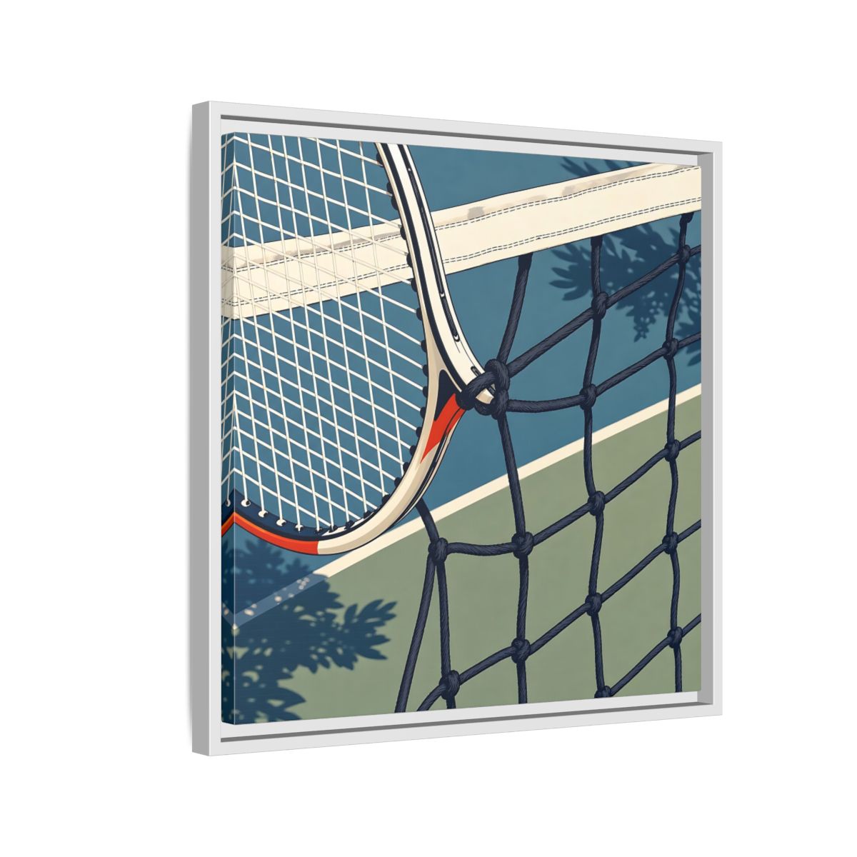 Side Mockup 10. Close-Up Tennis Racket shown as framed canvas print