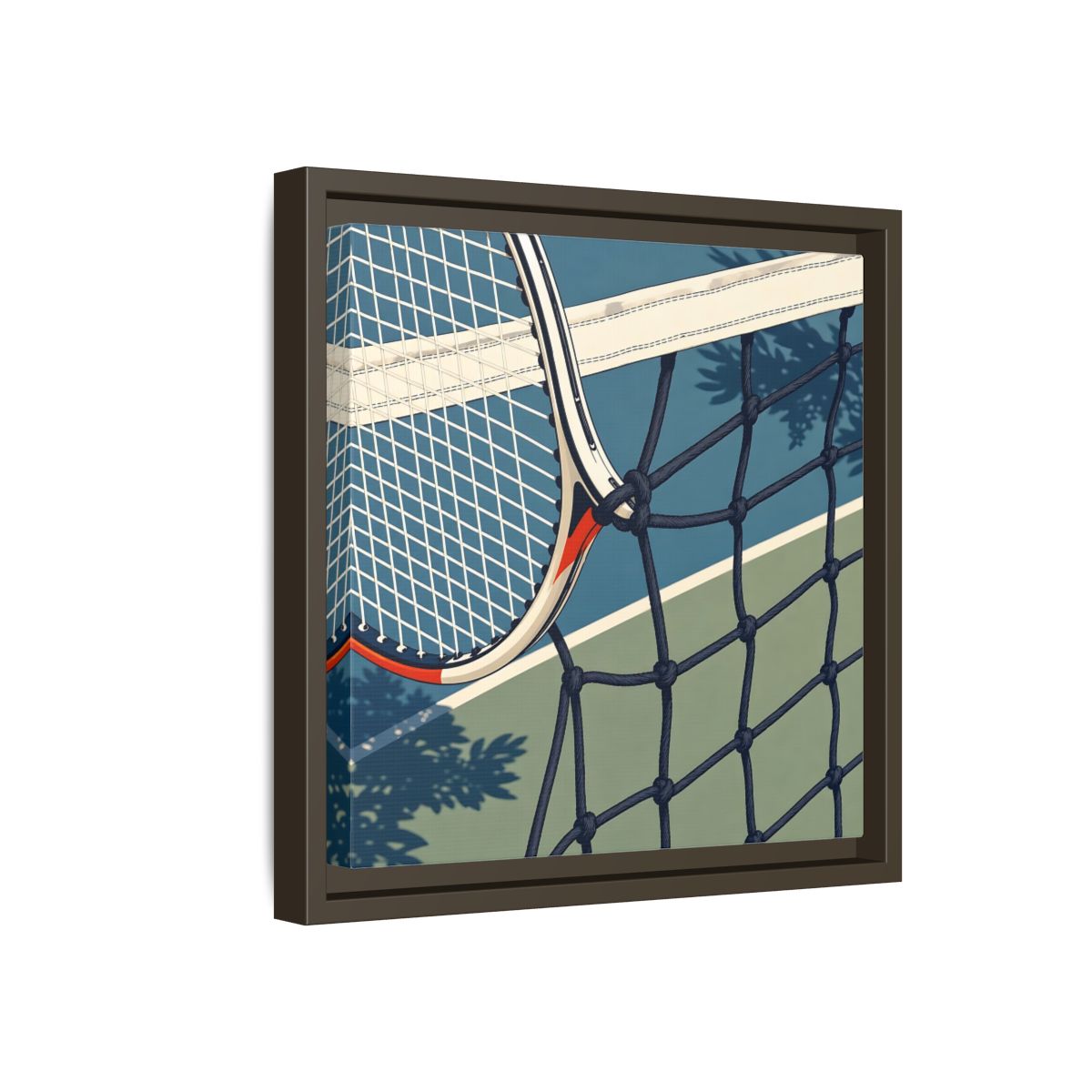 Side Mockup 17. Close-Up Tennis Racket shown as framed canvas print