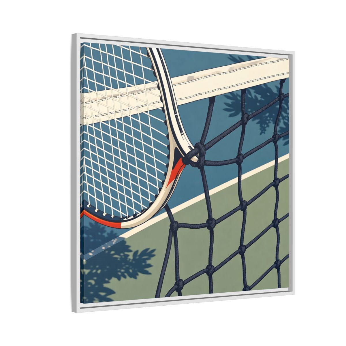 Side Mockup 7. Close-Up Tennis Racket shown as framed canvas print