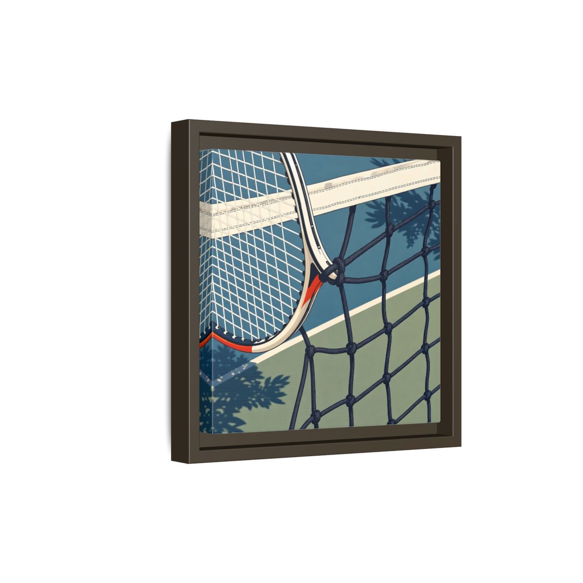 Side Mockup 20. Close-Up Tennis Racket shown as framed canvas print