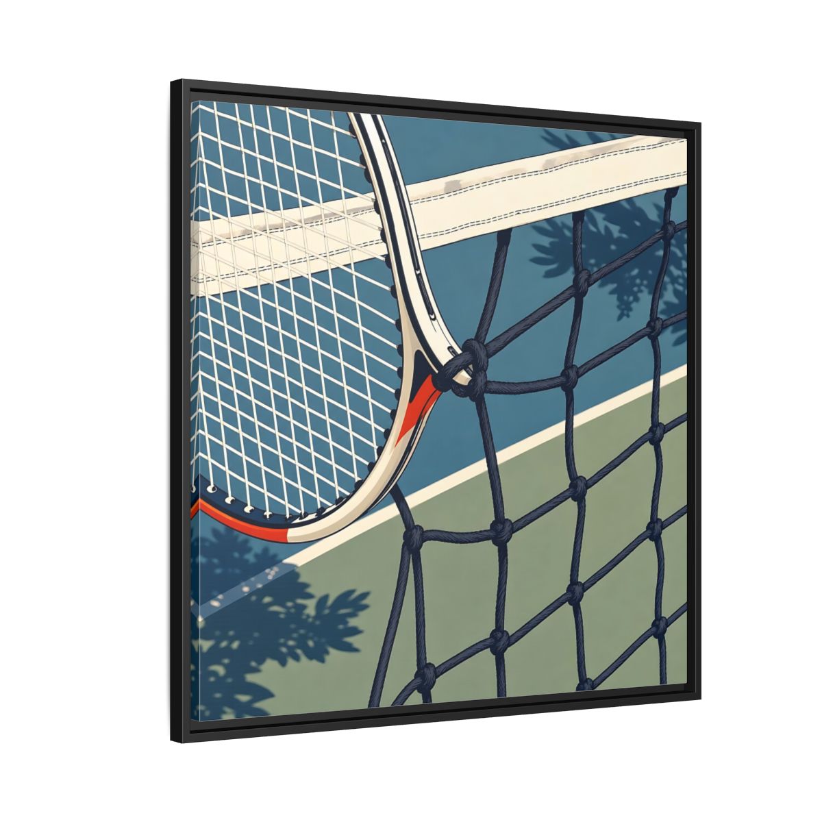 Side Mockup 9. Close-Up Tennis Racket shown as framed canvas print