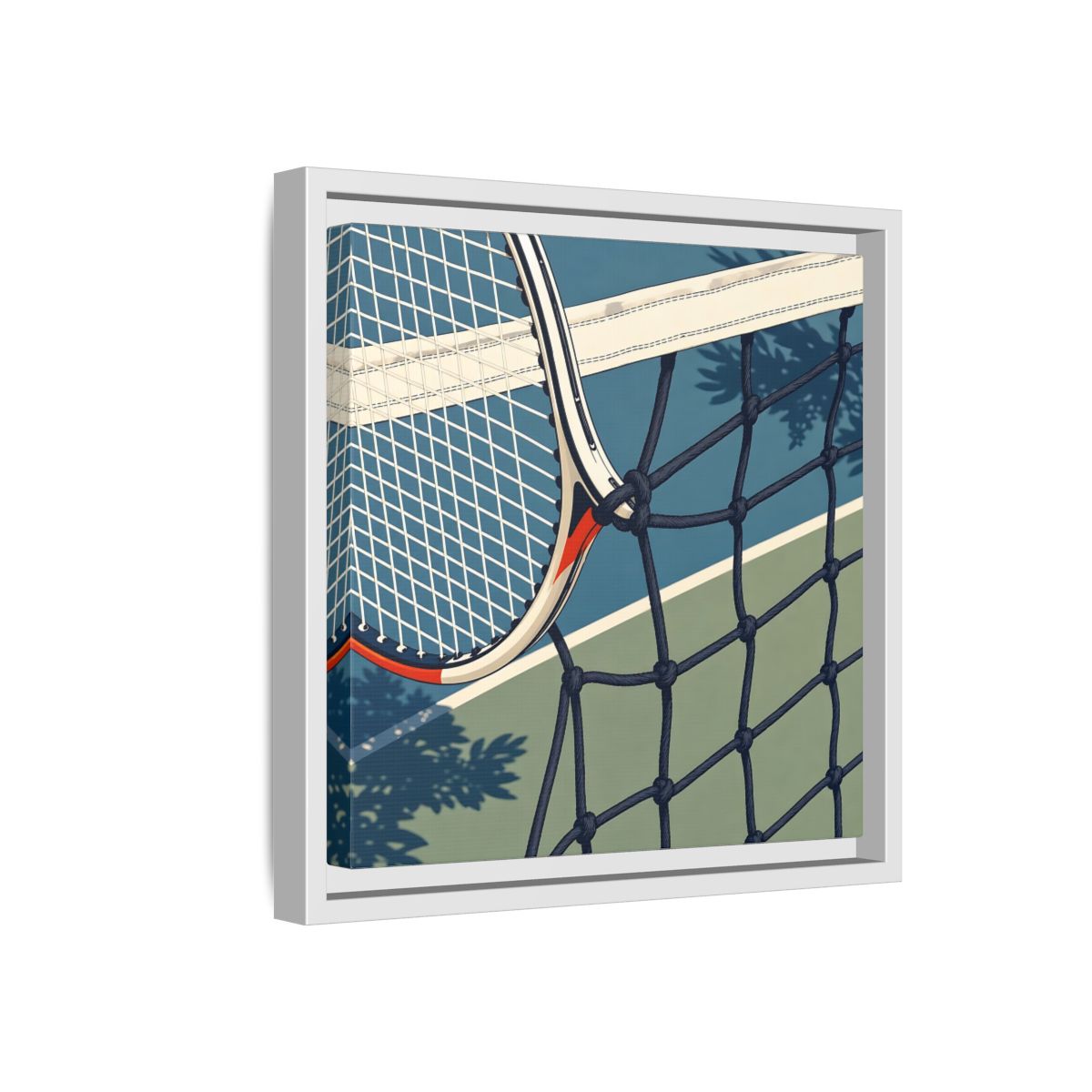 Side Mockup 16. Close-Up Tennis Racket shown as framed canvas print