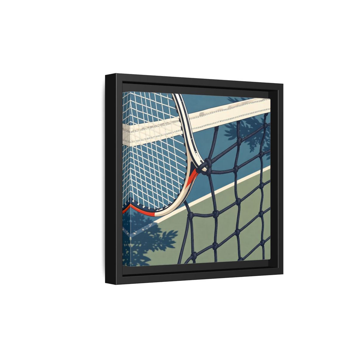 Side Mockup 21. Close-Up Tennis Racket shown as framed canvas print