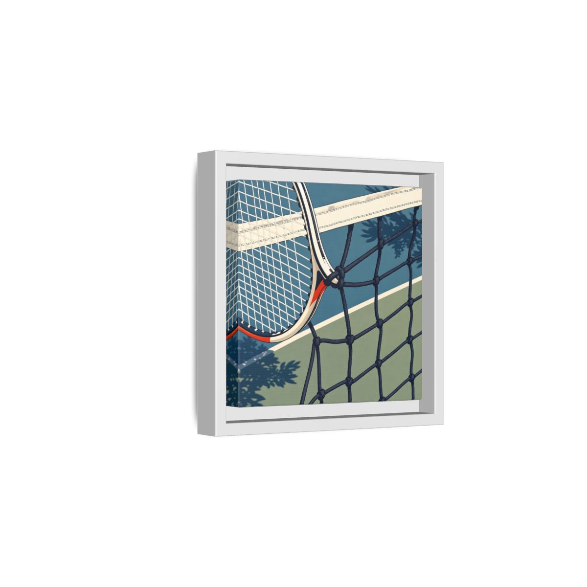 Side Mockup 1. Close-Up Tennis Racket shown as framed canvas print