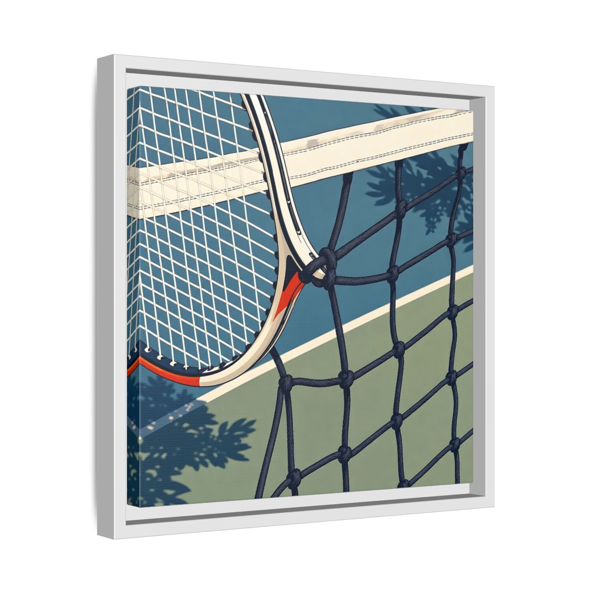 Side Mockup 28. Close-Up Tennis Racket shown as framed canvas print