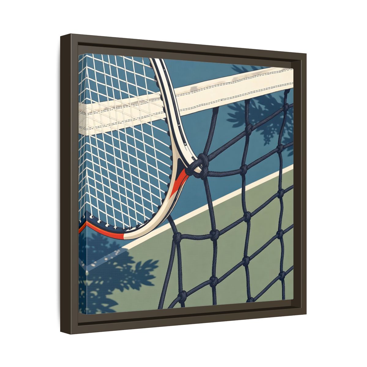 Side Mockup 29. Close-Up Tennis Racket shown as framed canvas print