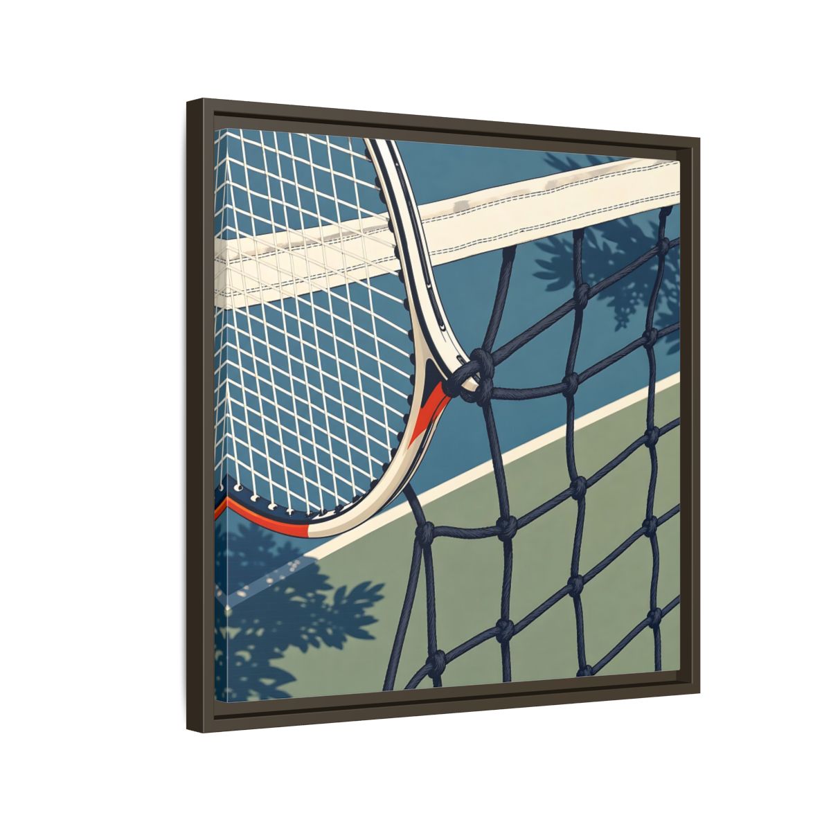 Side Mockup 11. Close-Up Tennis Racket shown as framed canvas print