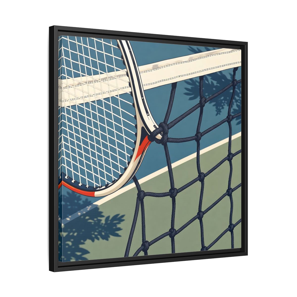 Side Mockup 31. Close-Up Tennis Racket shown as framed canvas print