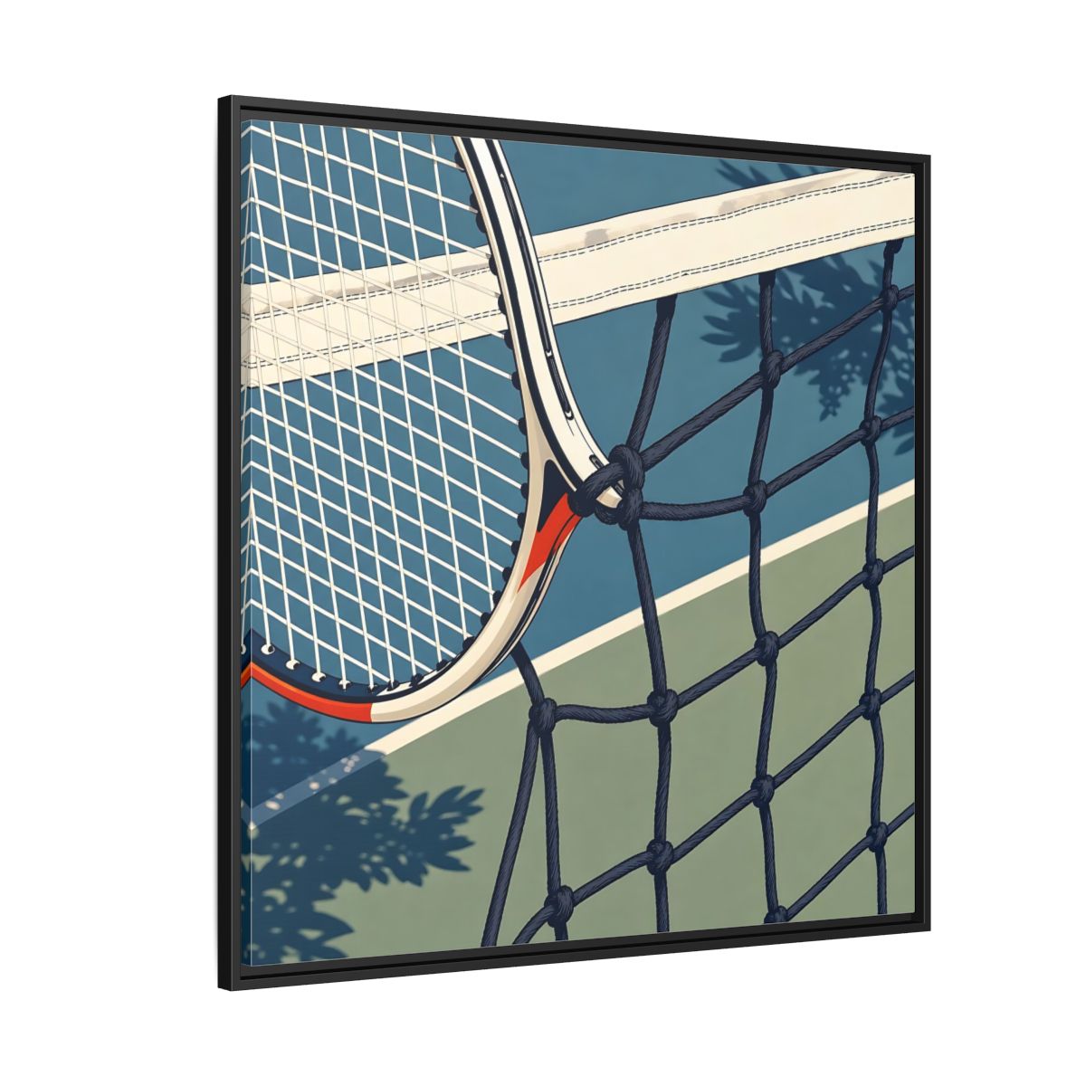 Side Mockup 6. Close-Up Tennis Racket shown as framed canvas print